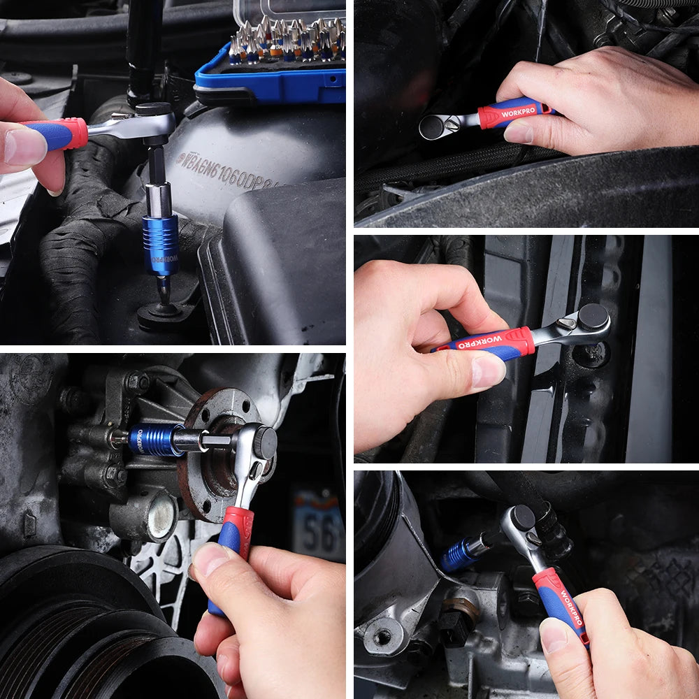 1/4" Mini Ratchet Wrench & 41-Piece Screwdriver Bit Set – Hex Torque Quick-Release Handle Repair Tool