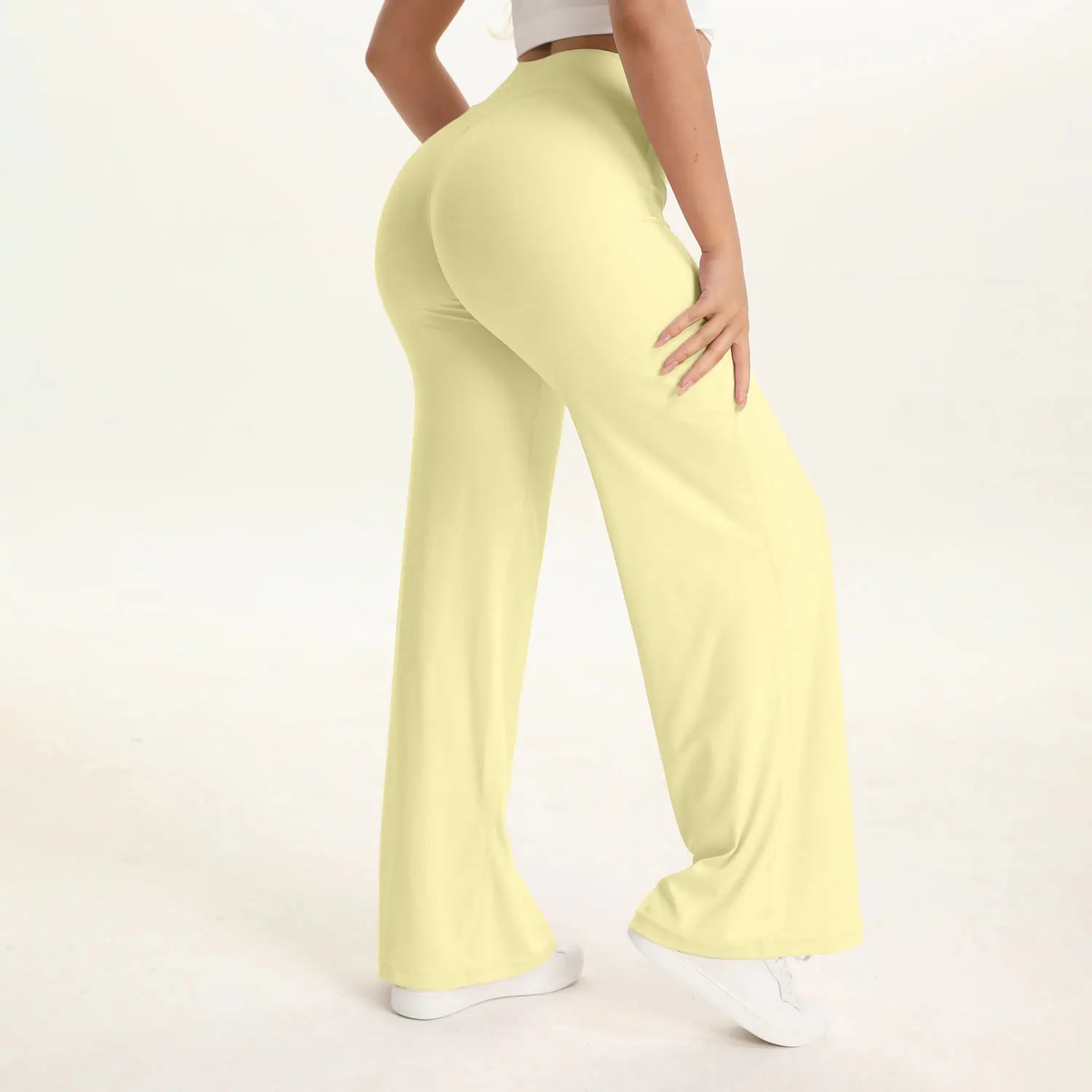 Women's Straight Leg Yoga Pants | Mid-Waist Naked-Feel Pilates Running Gym Leggings Sports Trousers
