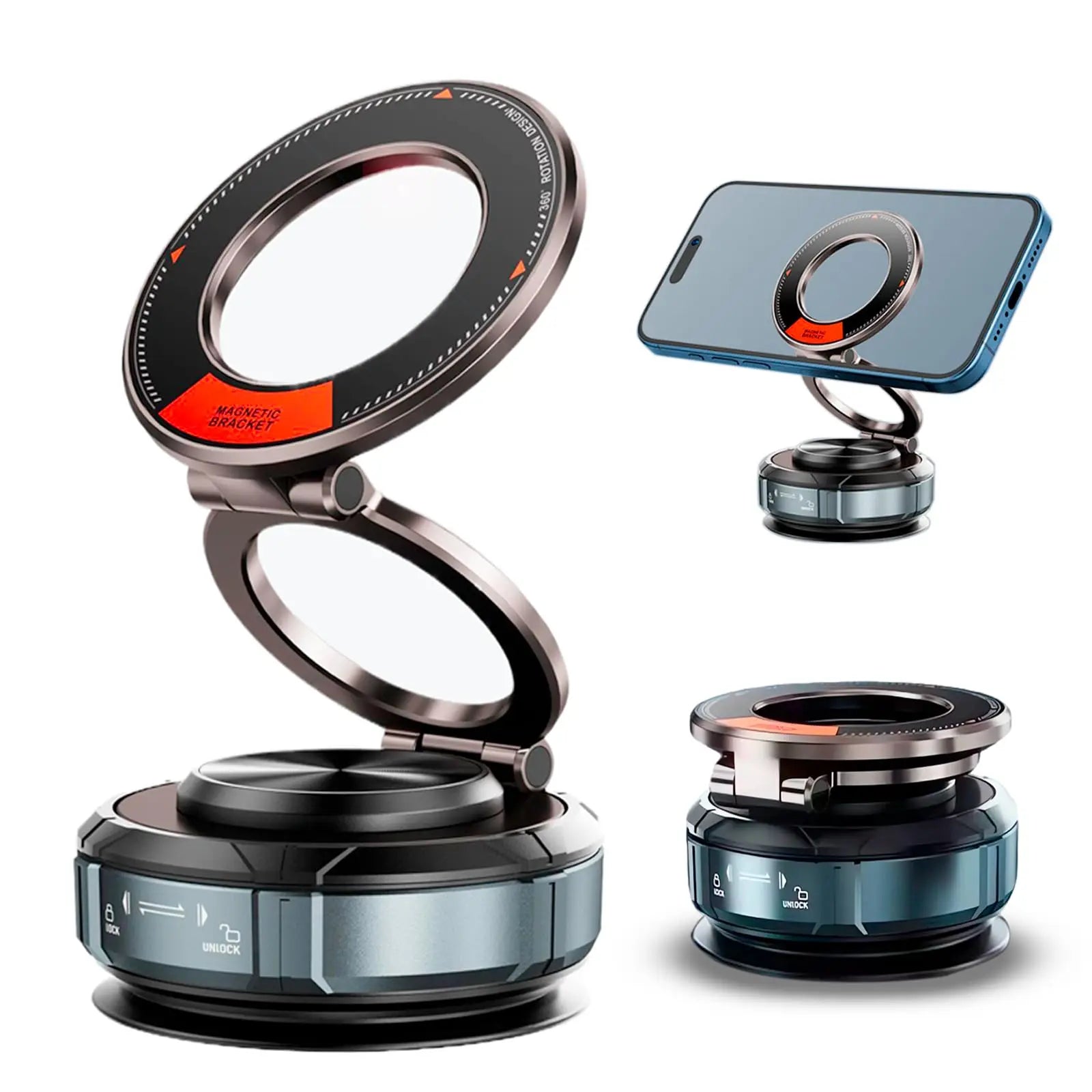 Vacuum Magnetic Car Phone Holder, 360 Degree Rotating and Folding, Suitable for Car Screen, Desktop by Snagg A Phone Holder