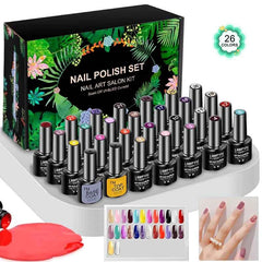 Professional 26 Color High-Pigment Gel Collection – Complete Semi-Permanent Varnish System with Base & Top Coat