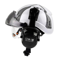Construction safety helmet with built-in double visors and earmuffs – image 1