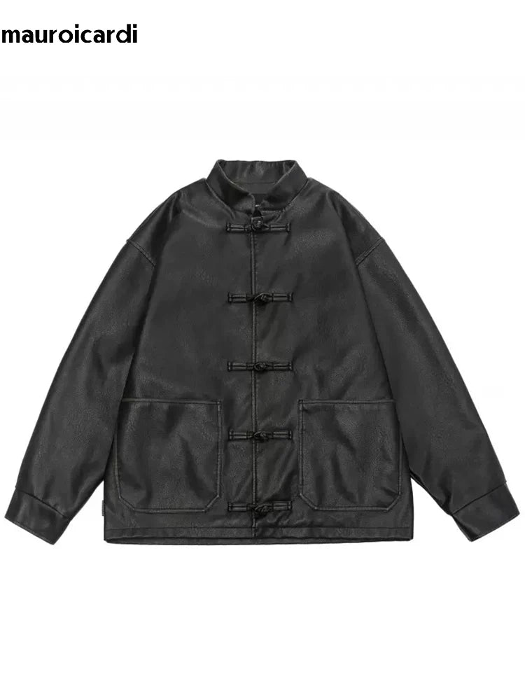 Oversized Vintage Distressed PU Leather Jacket by Snagg A Jacket