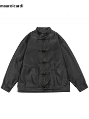 Oversized Vintage Distressed PU Leather Jacket by Snagg A Jacket