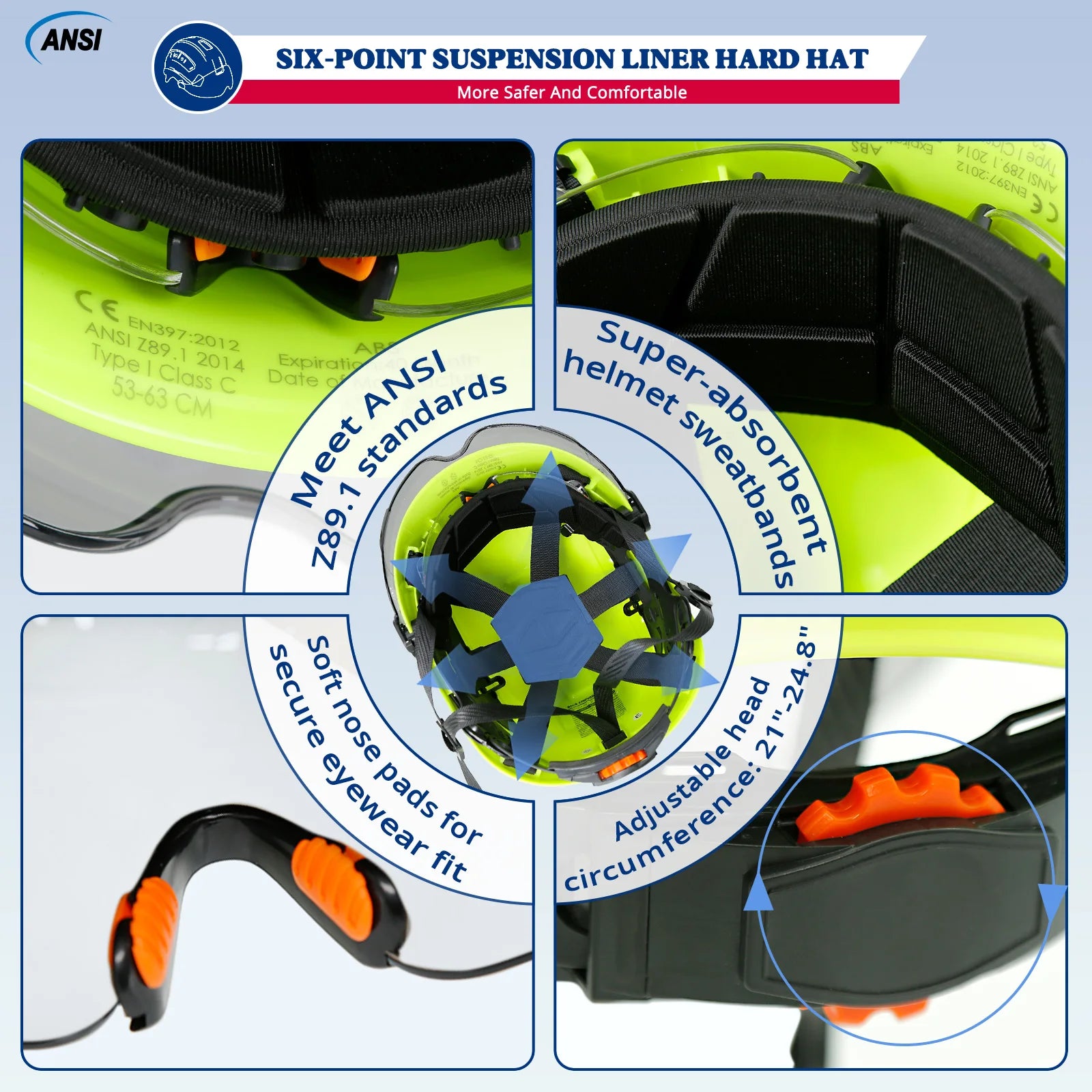 Vented construction safety helmet with double visors and earmuffs – image 6