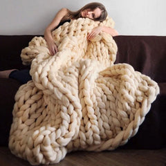 Knit Blanket Handmade Wool Throw by Snagg A Throw