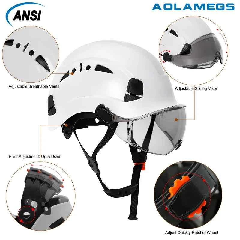 Vented construction safety helmet with built-in visor – image 2