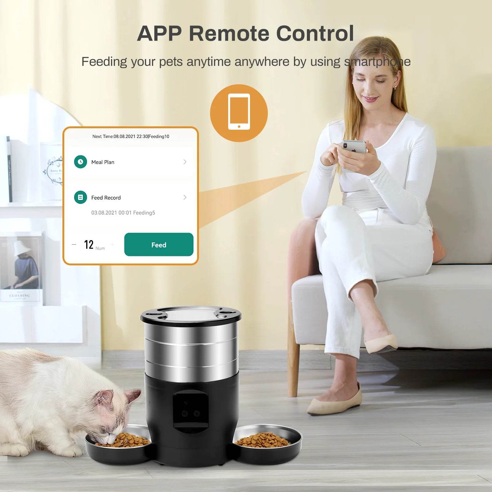 4.5L Automatic Cat Feeder with WiFi & Button Control - SnaggIt