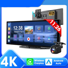 11.26" 4K Car DVR – Portable Dash Cam with Wireless CarPlay, Android Auto & 5G WiFi Navigation by Snagg A Car DVR