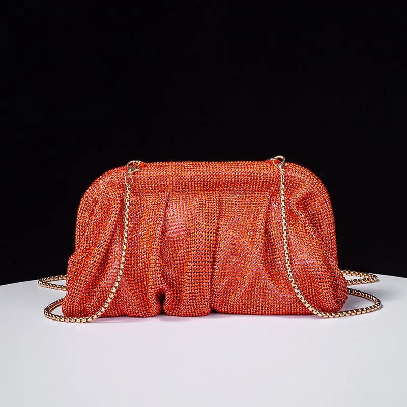 Shiny Rhinestone Crystal Fold Evening Clutch