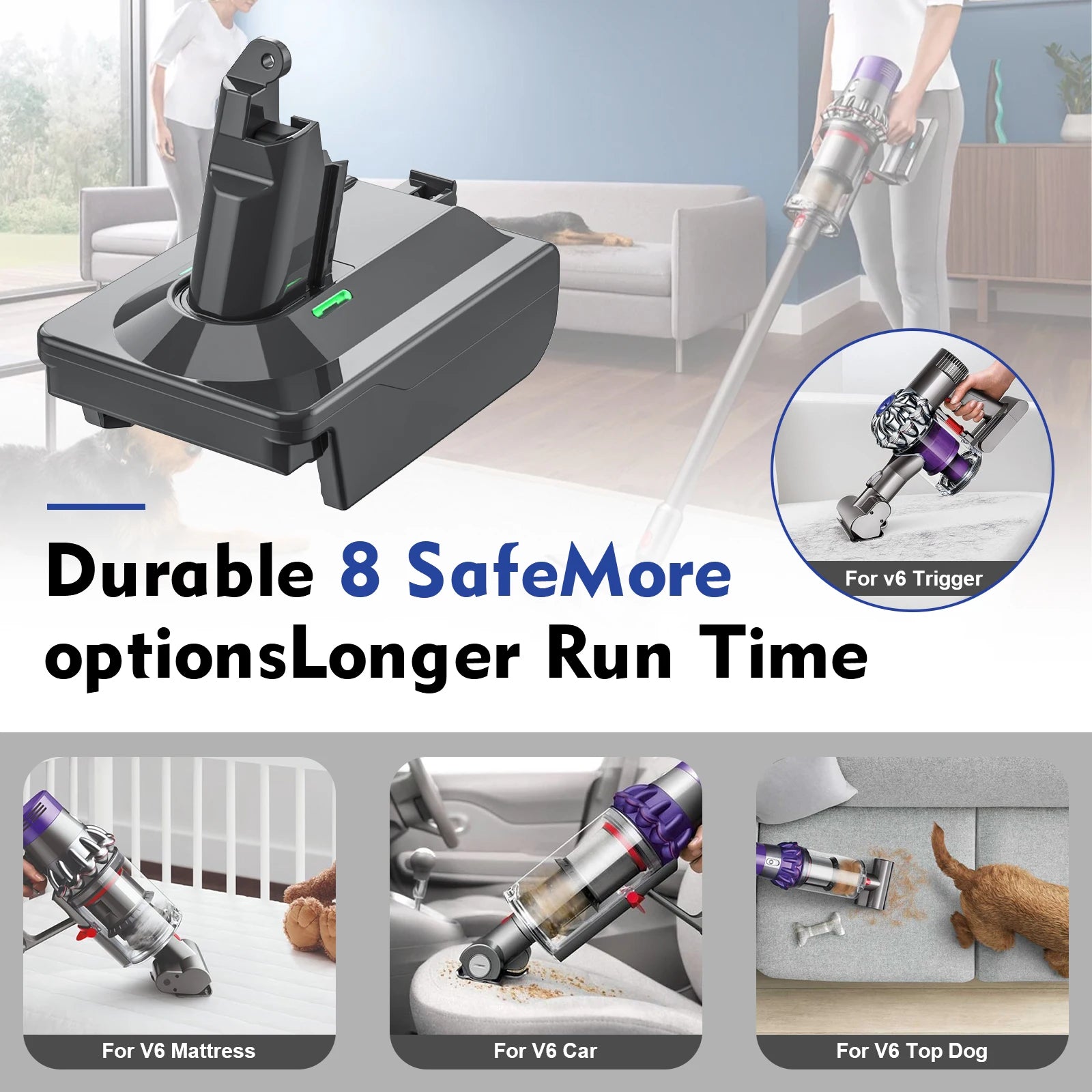 Dyson V6 V7 V8 battery converter with low-battery light – image 7