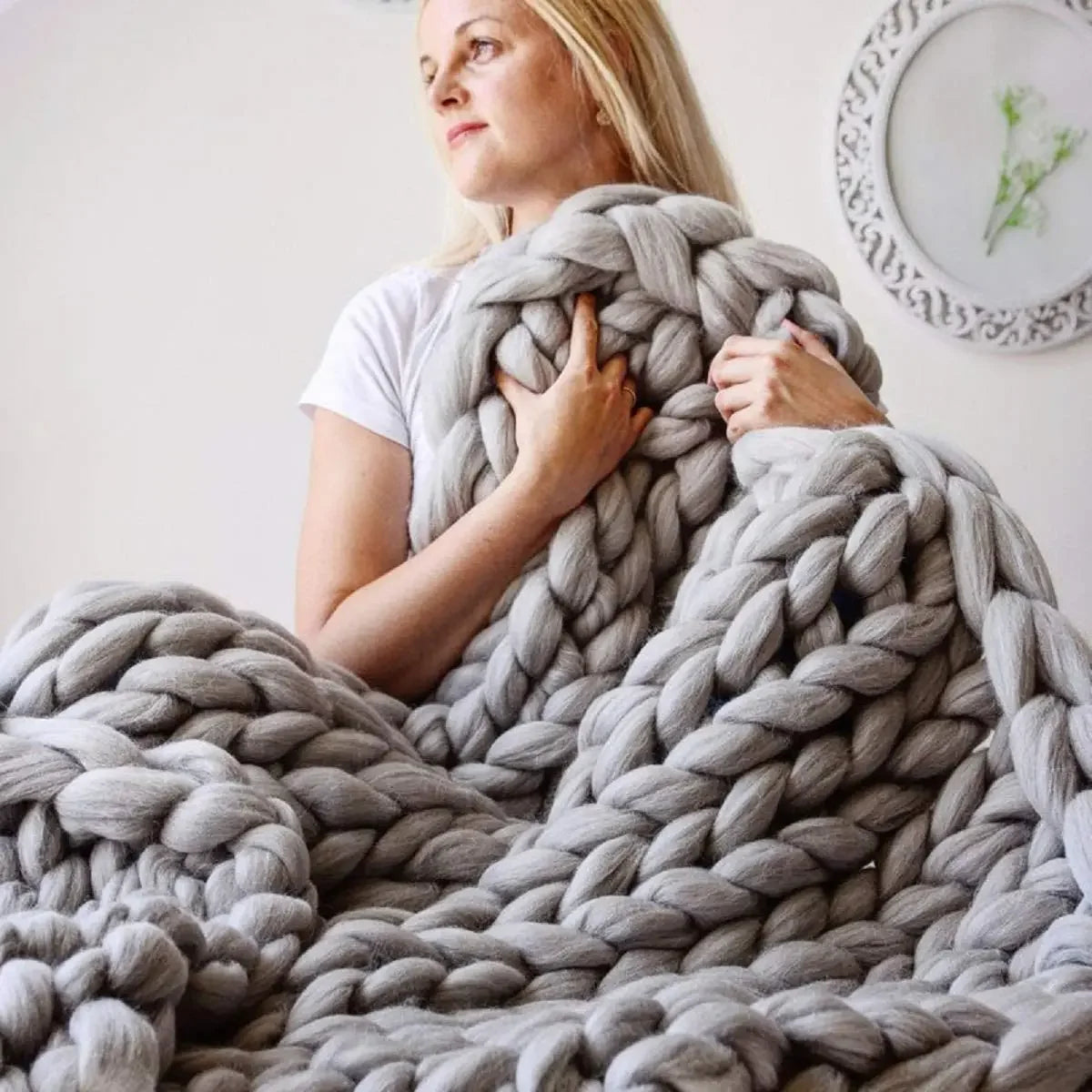 Knit Blanket Handmade Wool Throw by Snagg A Throw