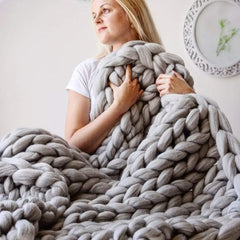 Knit Blanket Handmade Wool Throw by Snagg A Throw