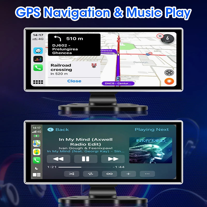 10/11.26 inch Dash Cam 4K Car DVR Wireless Carplay & Android Auto GPS Navigation Video Recorder Dashboard Dual Lens Wifi FM AUX by SnaggIt