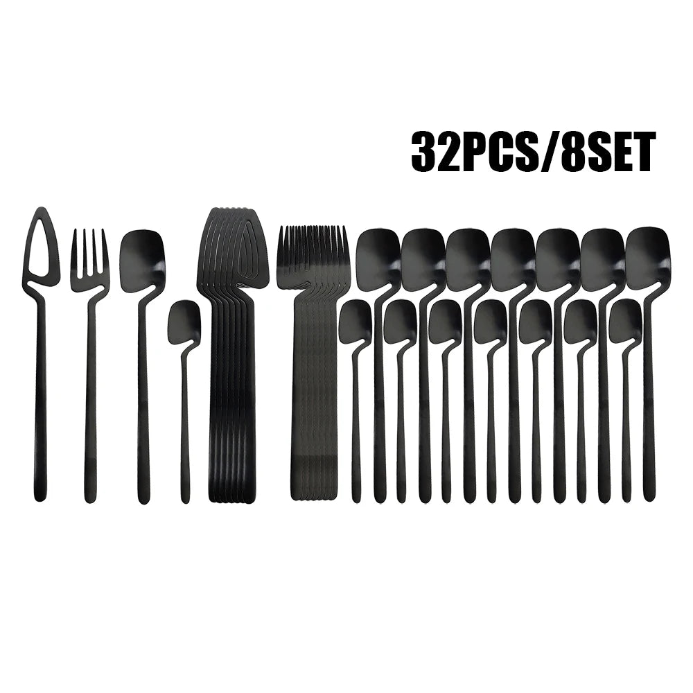 32pcs Black Matte Cutlery Set by Snagg A Dinnerware