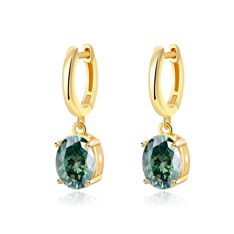 Oval Moissanite Drop Earrings