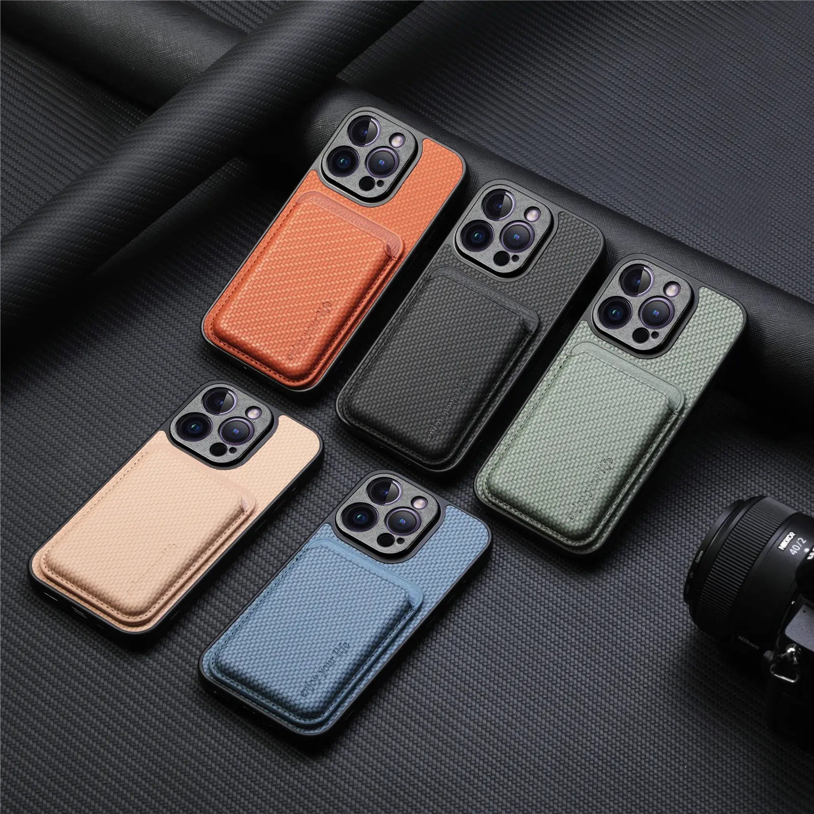 Carbon Fiber Style PU Leather MagSafe Case for iPhone 17 Air / Series (LM2) by Snagg A Phone Case