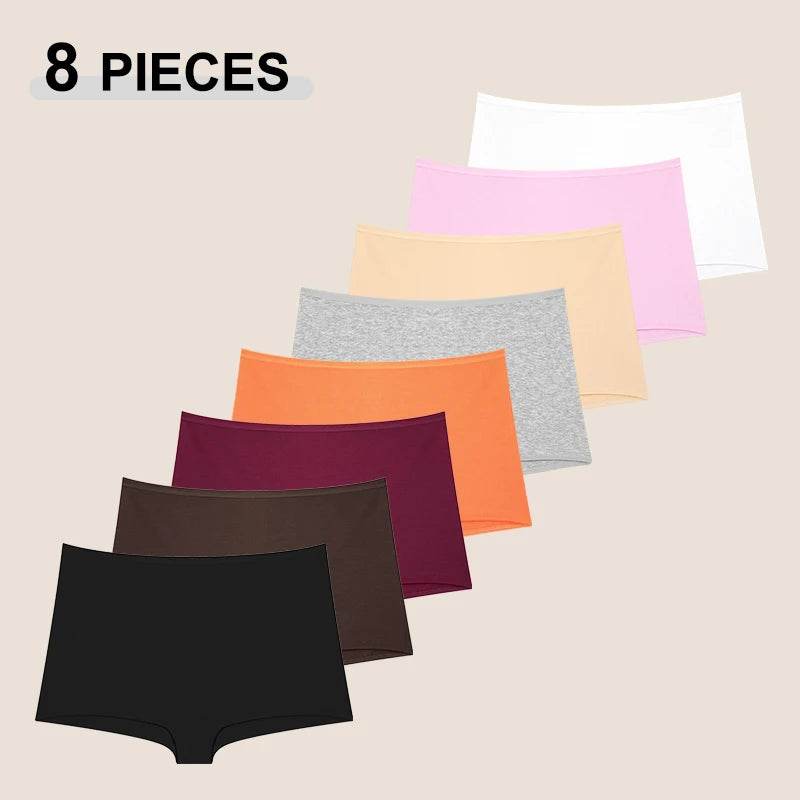 8 Pieces Women’s Seamless Cotton Boyshorts - SnaggIt