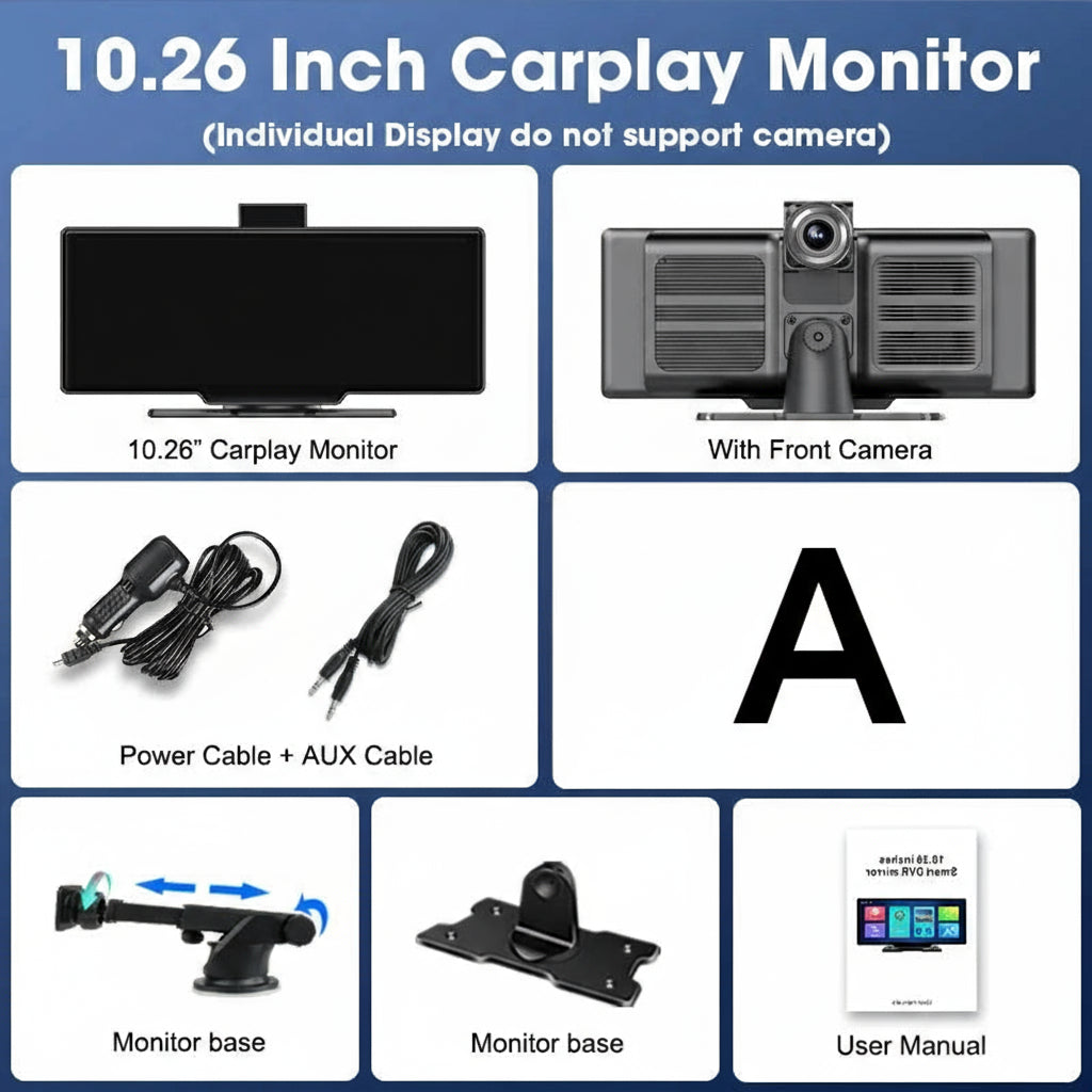 10.26" 4K Dash Cam And Rearview Mirror Car Video Player with Wireless CarPlay by Snagg A Car DVR