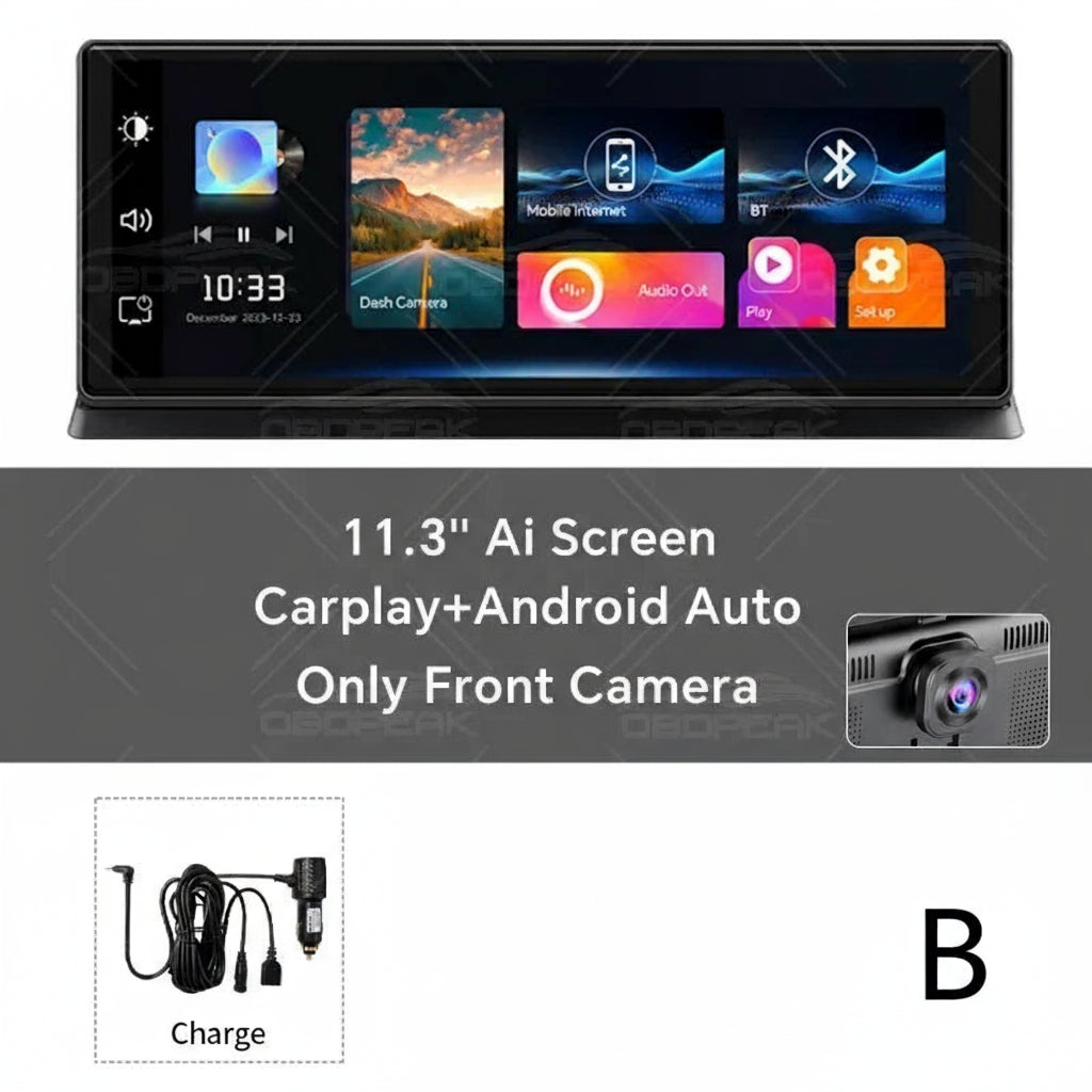 11.3" 4K Dash Cam – Rearview Camera DVR with CarPlay, Android Auto & GPS Navigation by Snagg A Car DVR