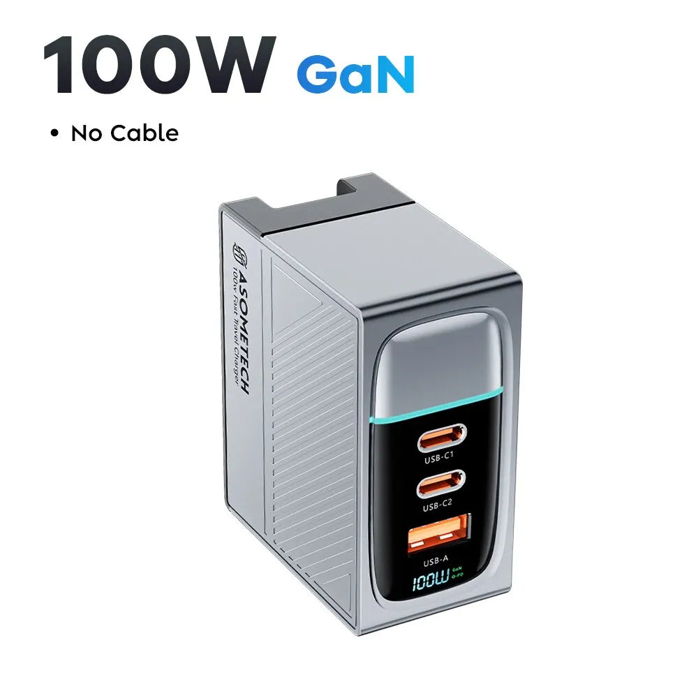 100W GaN Portable Multi-Port Charger | QC4.0 67W PD PPS Display Fast Charger Laptop Tablet iPhone