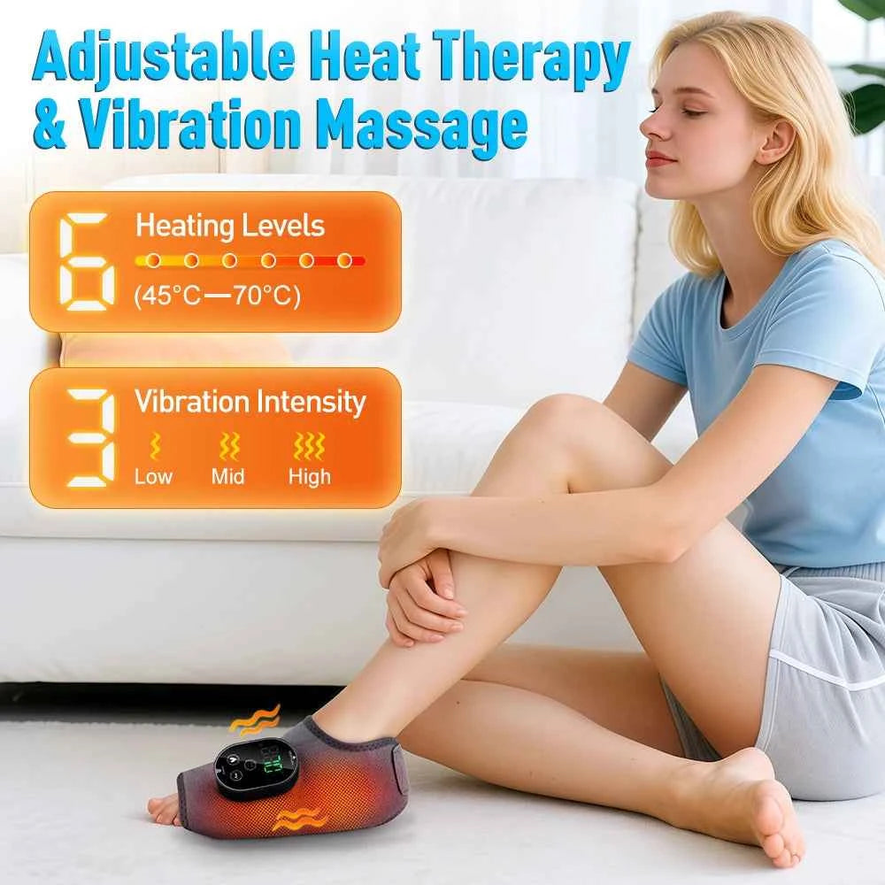 Electric Heating & Vibration Foot Massager – Adjustable Ankle & Joint Therapy Wrap