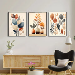 Retro Leaf Canvas Wall Art – 3 Piece Set by Snagg A Print