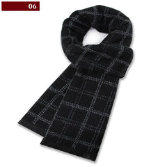 Men’s Luxury Wool Scarf — Cashmere Silk Blend Winter Plaid Shawl