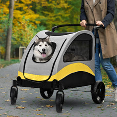 Premium 4-Wheel Foldable Dog Pram with Breathable Mesh by Snagg A Pet Stroller