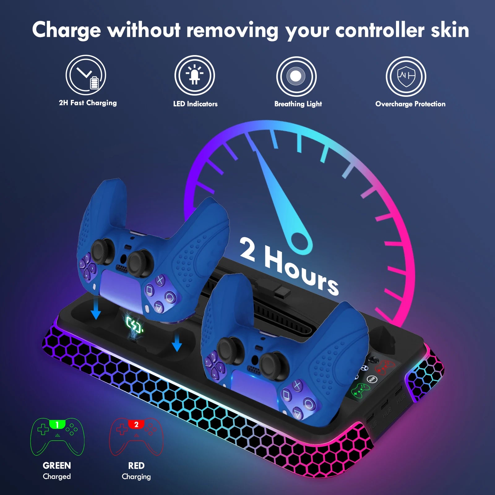 RGB Cooling Station for PS5 Includes Controller Charging Dock and Console Organizer Stand by Snagg A PS Stand