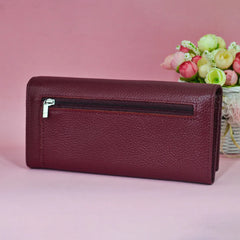 Luxury Wine Red Leather Long Wallet
