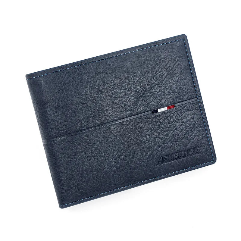 Slim PU Leather Short Wallet with Card, Photo & Coin Pockets