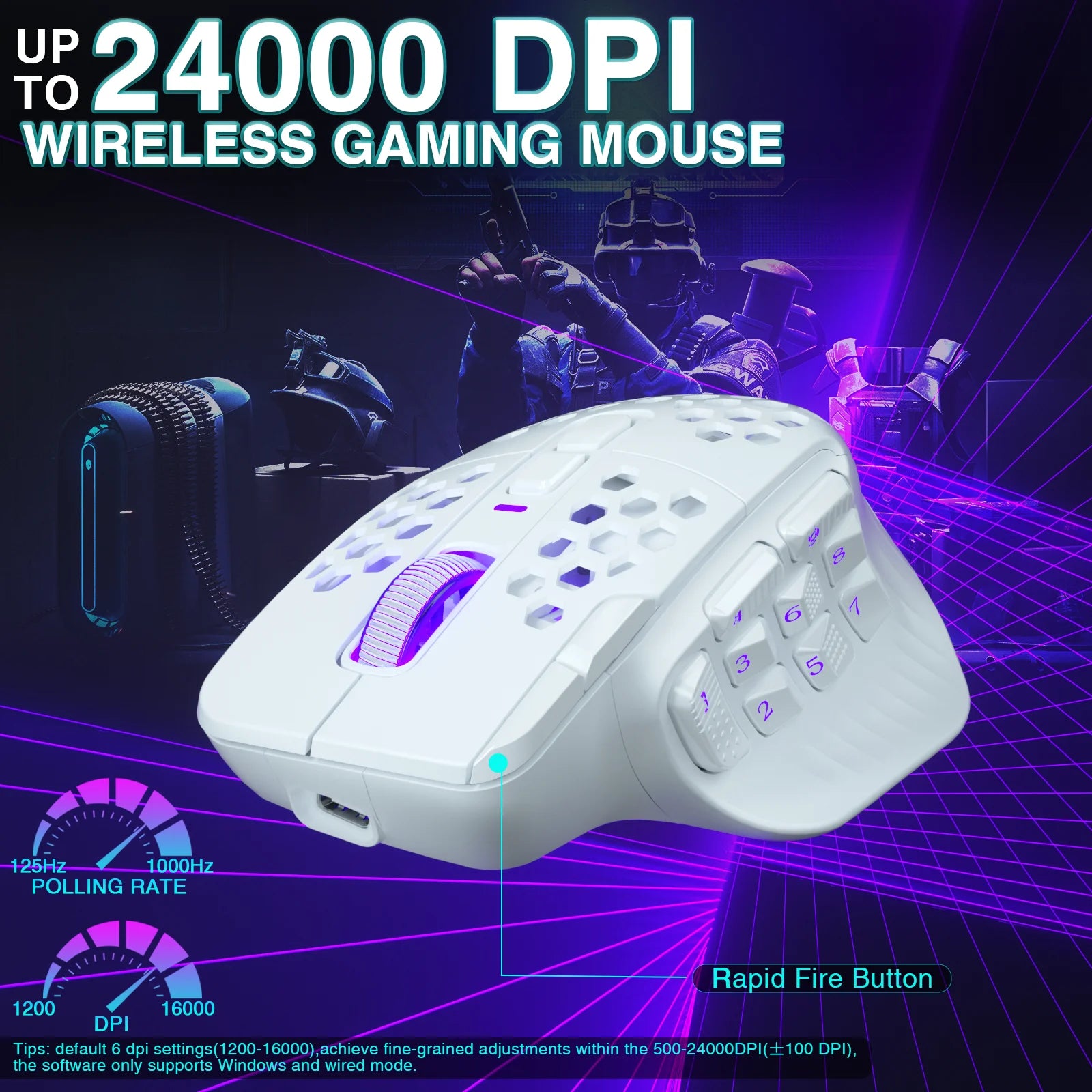 Wireless MMO Gaming Mouse 24,000 DPI, RGB Lighting & Programmable Macros by Snagg A Gaming Mouse
