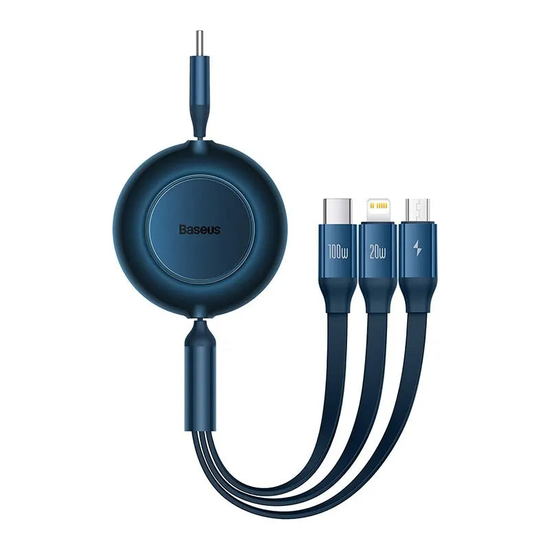 Retractable 100W 3-in-1 Fast Charging Cable by Snagg A Charging Cable