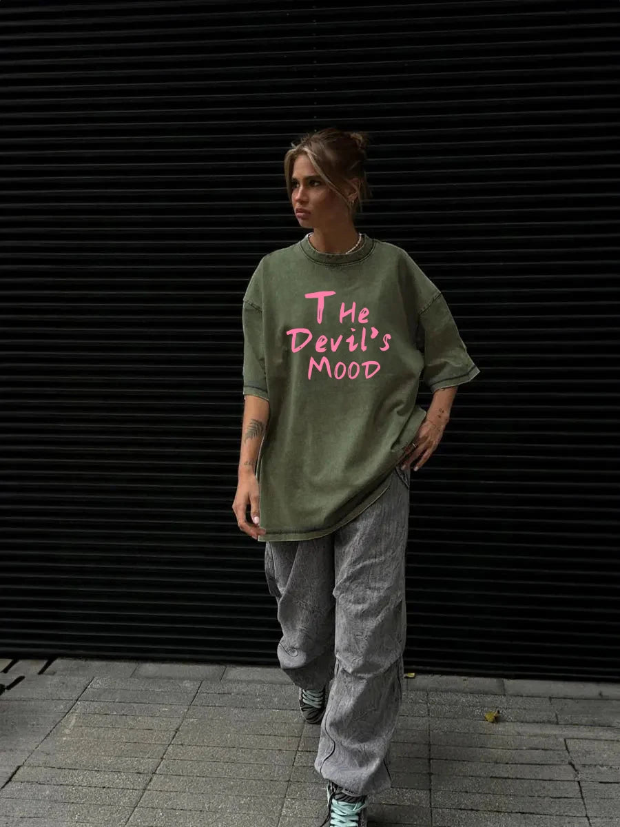 The Devils Mood Print Womans Streetwear T-Shirt