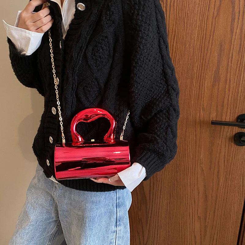 Golden Cylinder Acrylic Evening Clutch by Snagg It Purses