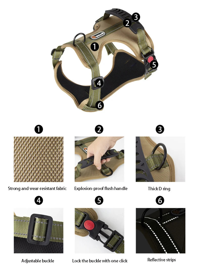 Adjustable Reflective Dog Harness by Snagg A Harness