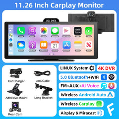 10"/11.26" 4K Dual Lens DVR with Wireless CarPlay by Snagg A Car DVR