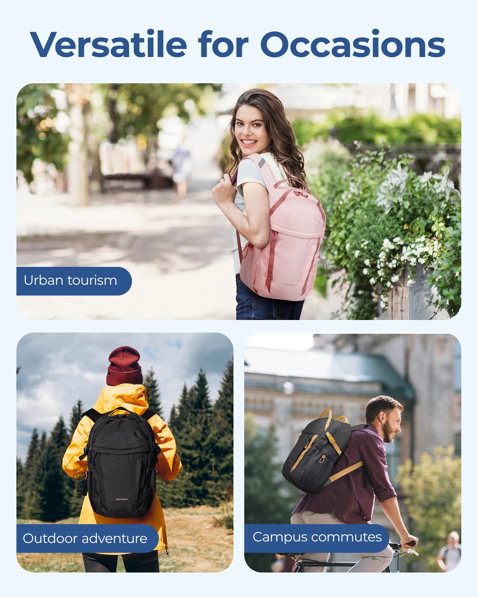 Casual Travel & College Backpack 15.6" – Lightweight Waterproof Weekender Sport Bookbag for Men & Women (20–35L)