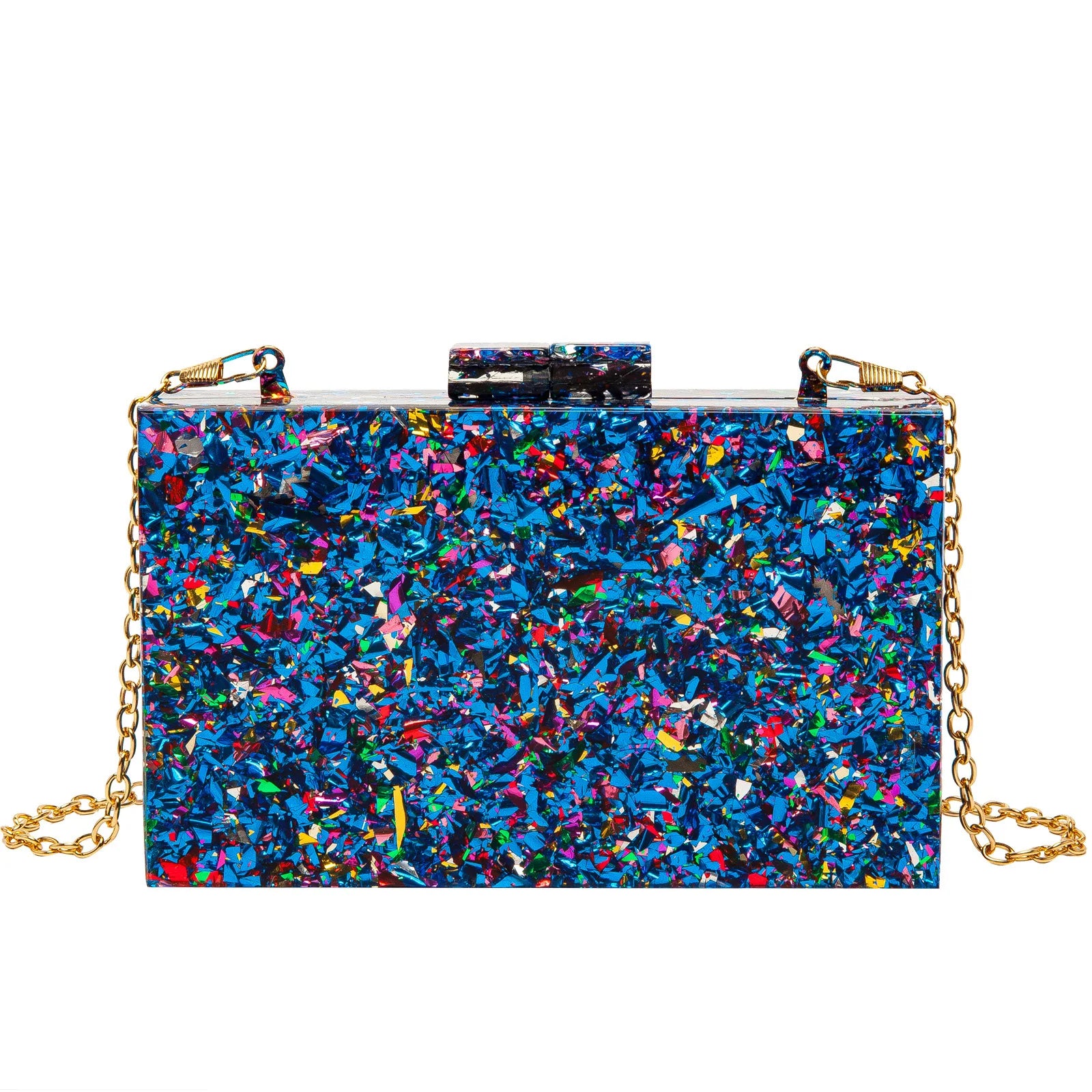 Multicolor Acrylic Geometric Box Clutch