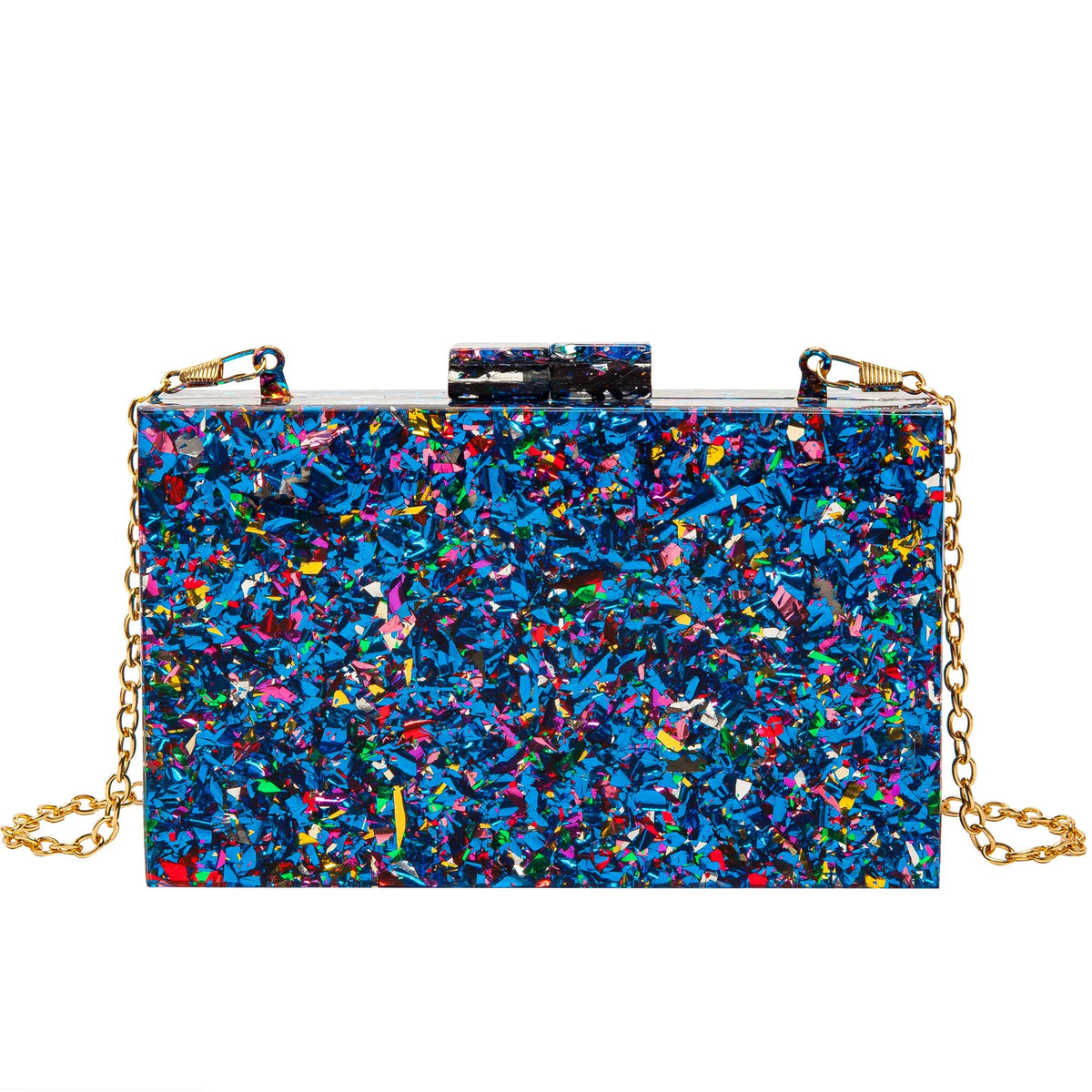 Multicolor Acrylic Geometric Box Clutch