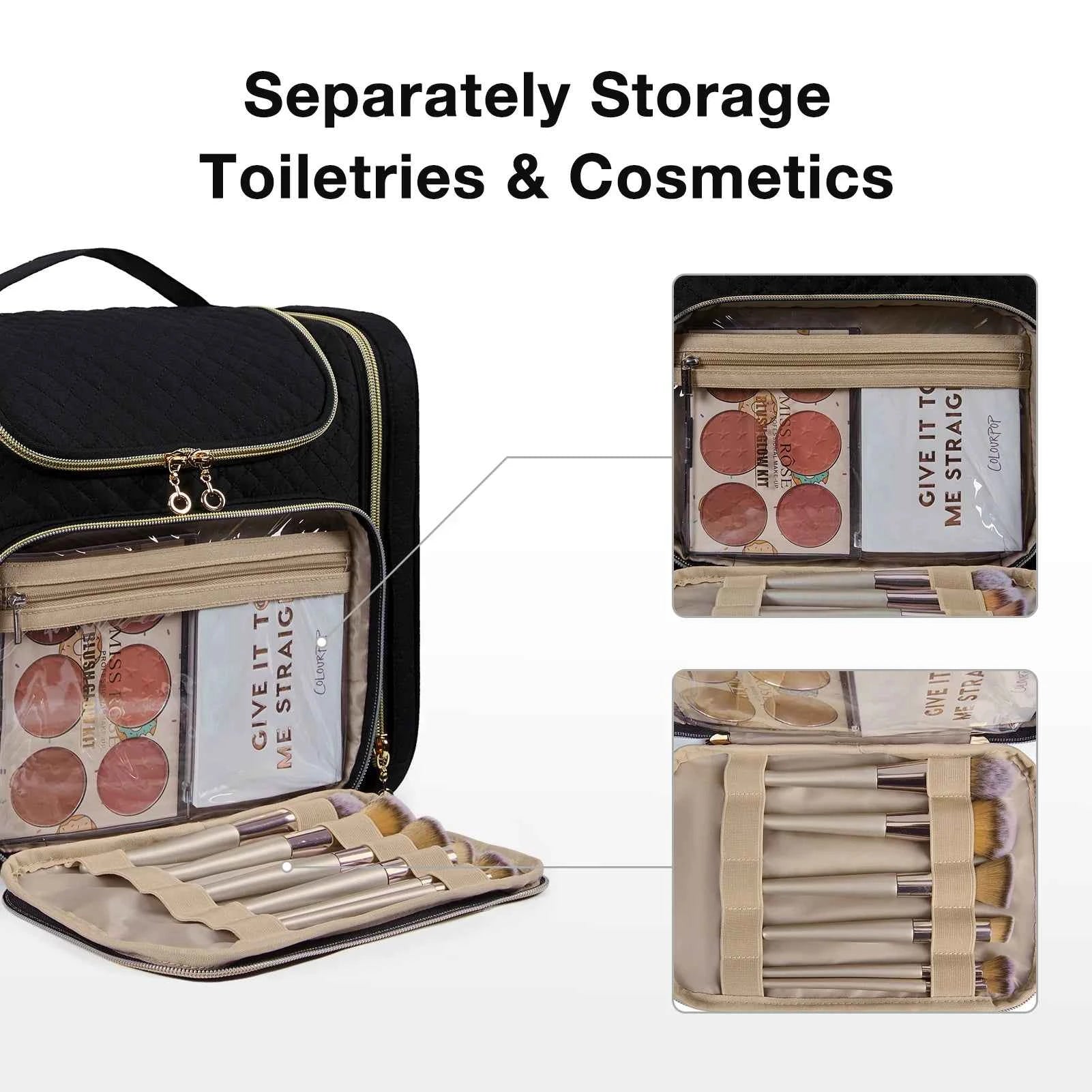Women's Water-Resistant Makeup Bag – Large Capacity Toiletry & Cosmetic Travel Organiser