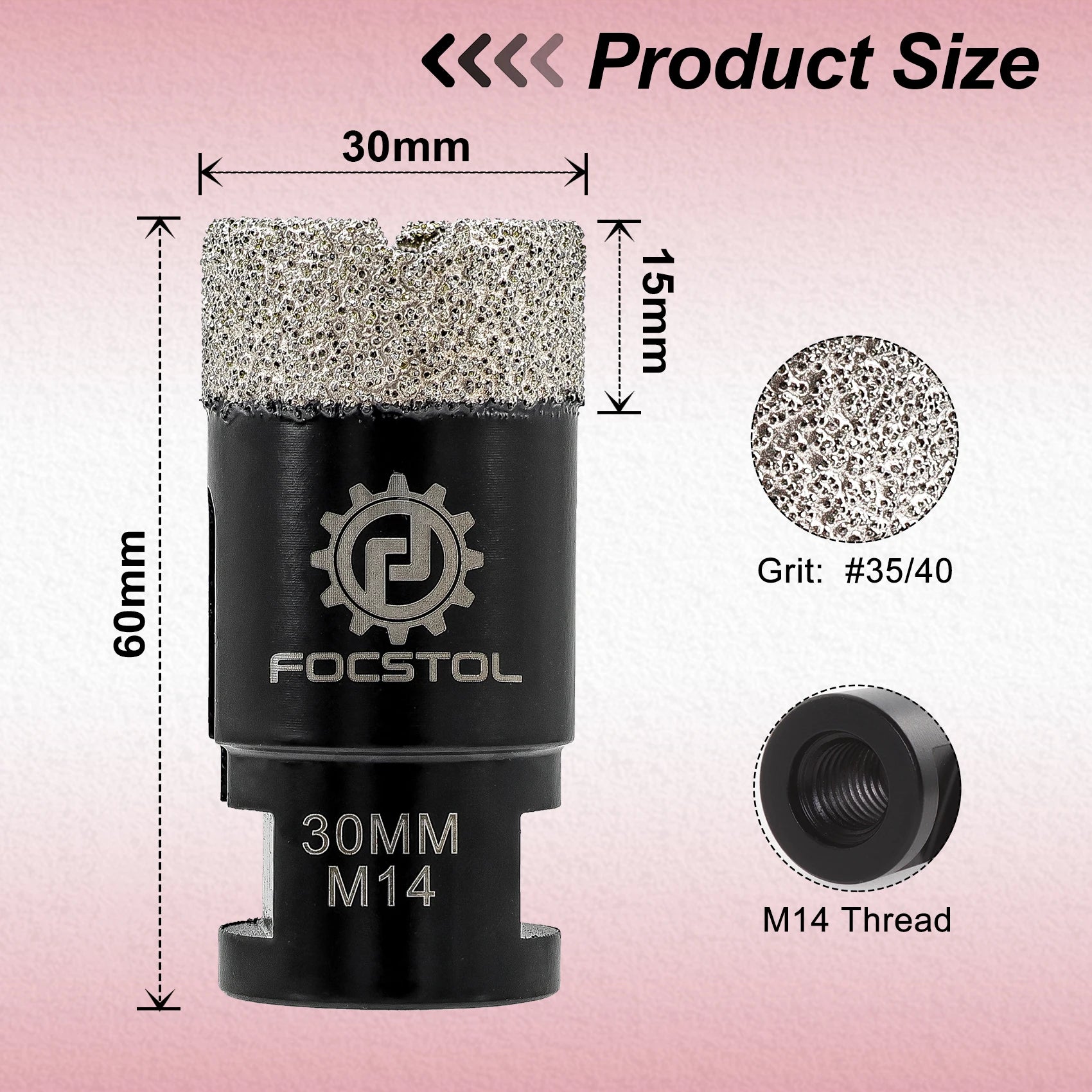 M14 Thread Diamond Core Drill Bit 6–125mm | Tile Hole Saw for Ceramic Marble Granite CE Certified