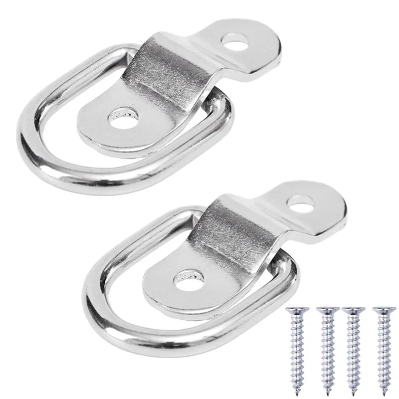 Stainless Steel D-Ring Tie Down Anchor | Lashing Ring Pull Hook for Car Boat Cargo Trailer RV Van