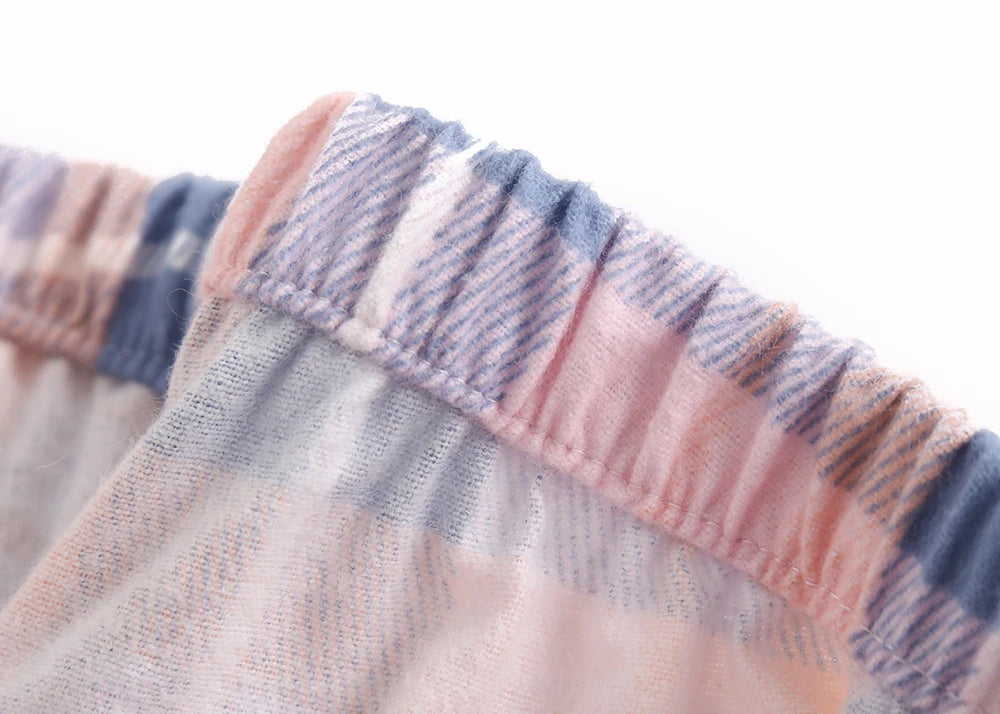 Women's Cotton Flannel Pajama Set | Plaid Long Sleeve Long Pants Loose Autumn Winter Sleepwear