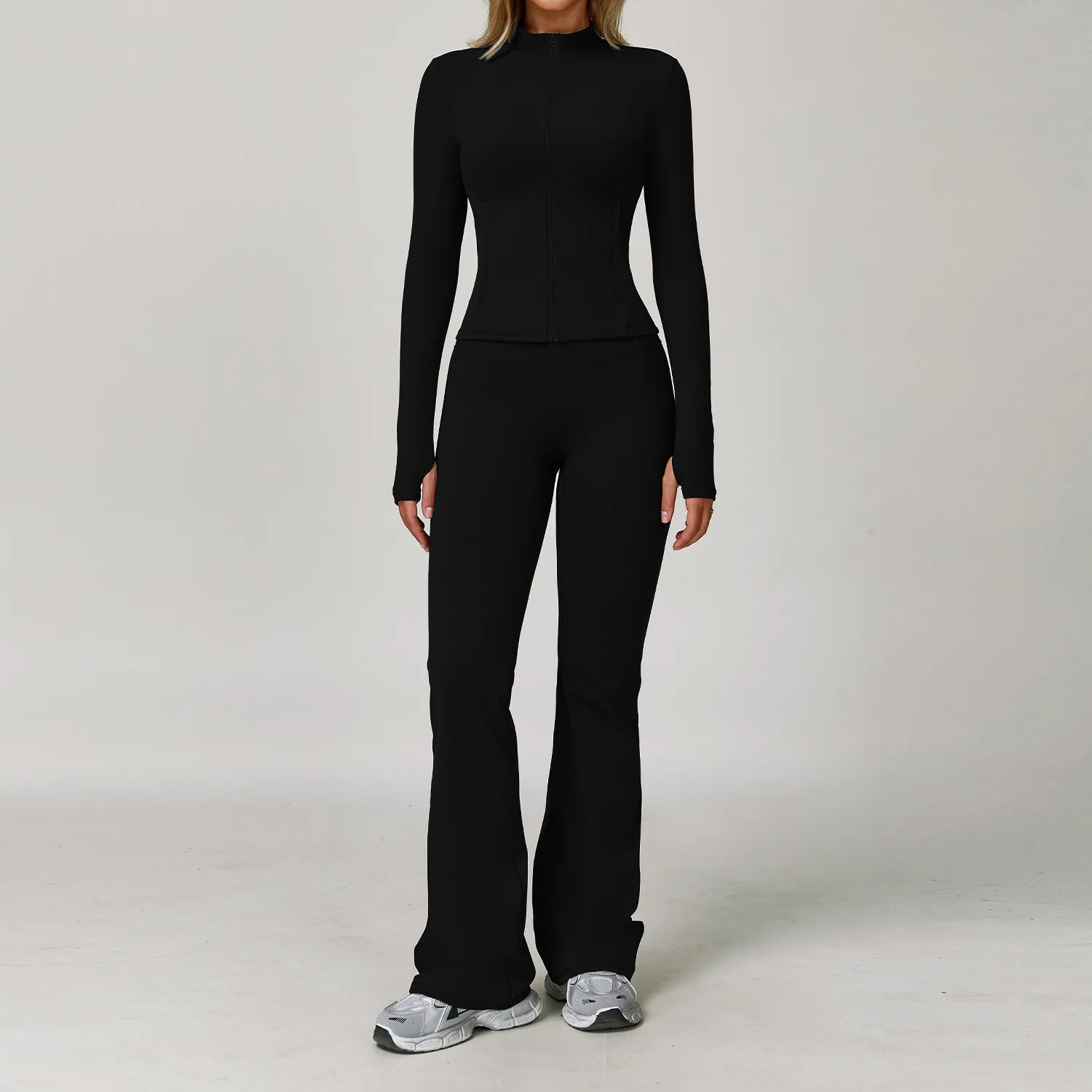 Women's 2/3-Piece Long Sleeve Yoga Suit | Sports Bra Running Workout Gym Tracksuit Athletic Wear