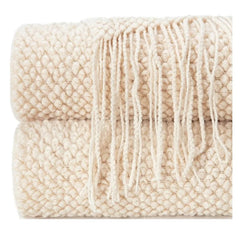 Knitted Throw Blanket – Cozy Comfort with Fringe by Snagg A Throw