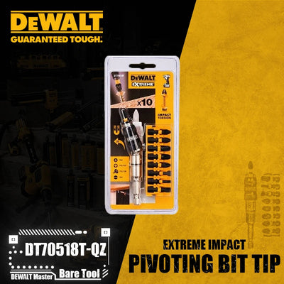 DEWALT Extreme Impact Pivoting Bit Holder & 10 Piece Torsion Screwdriving Set - DT70518T-QZ 10PC - Other Power Tools