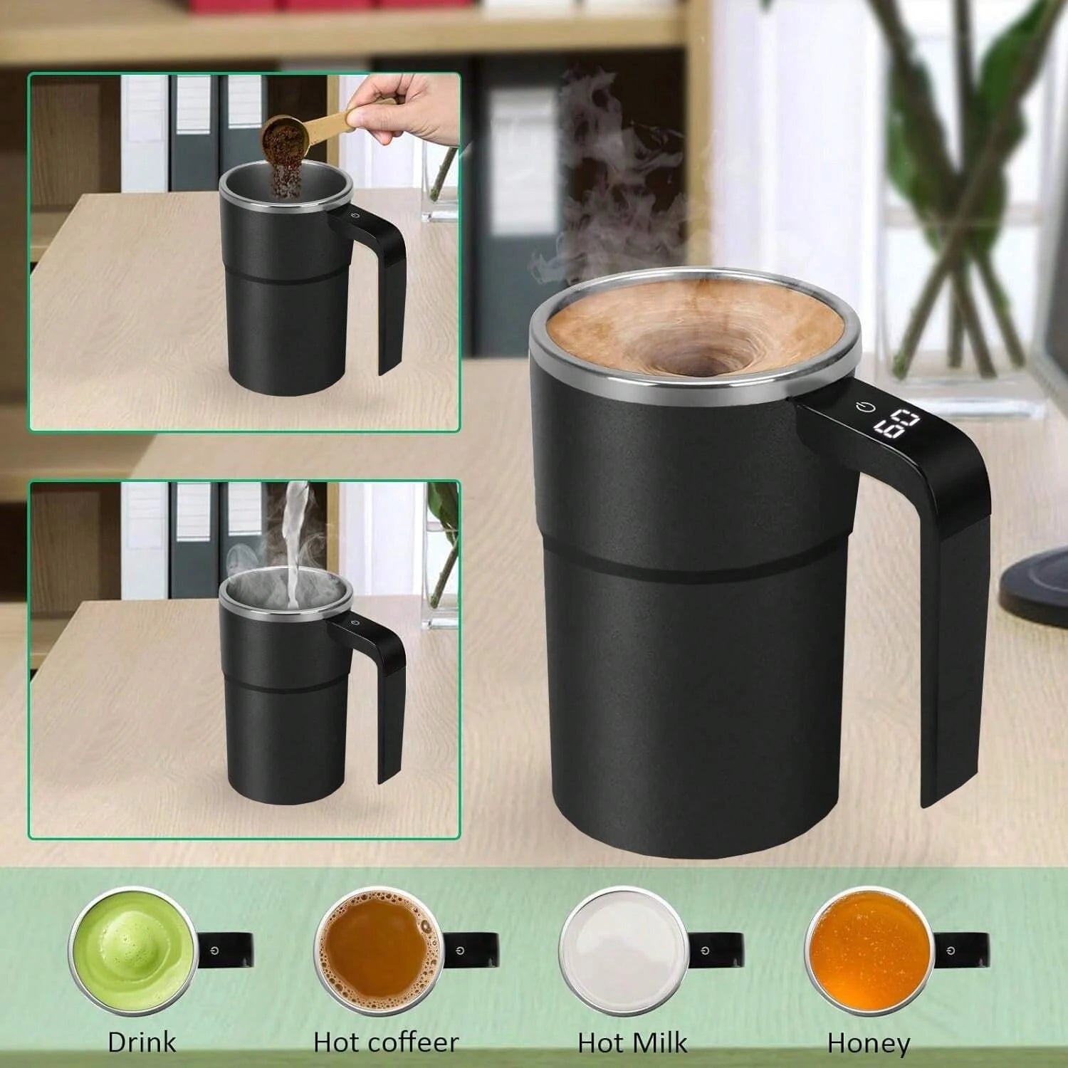 USB Rechargeable Magnetic Coffee Mug Self Mixing 380ml Home by Snagg A Cup