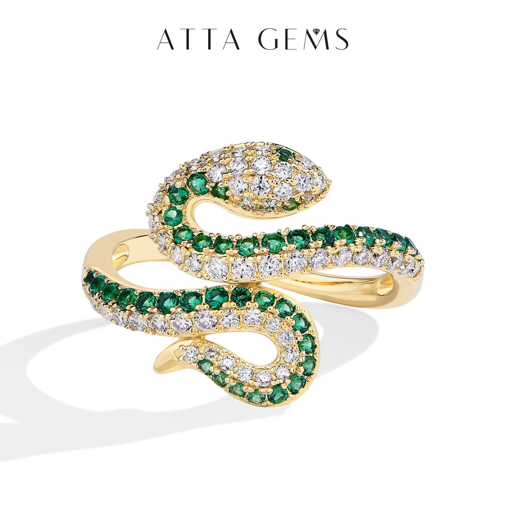 Snake-Shaped Full Moissanite Ring