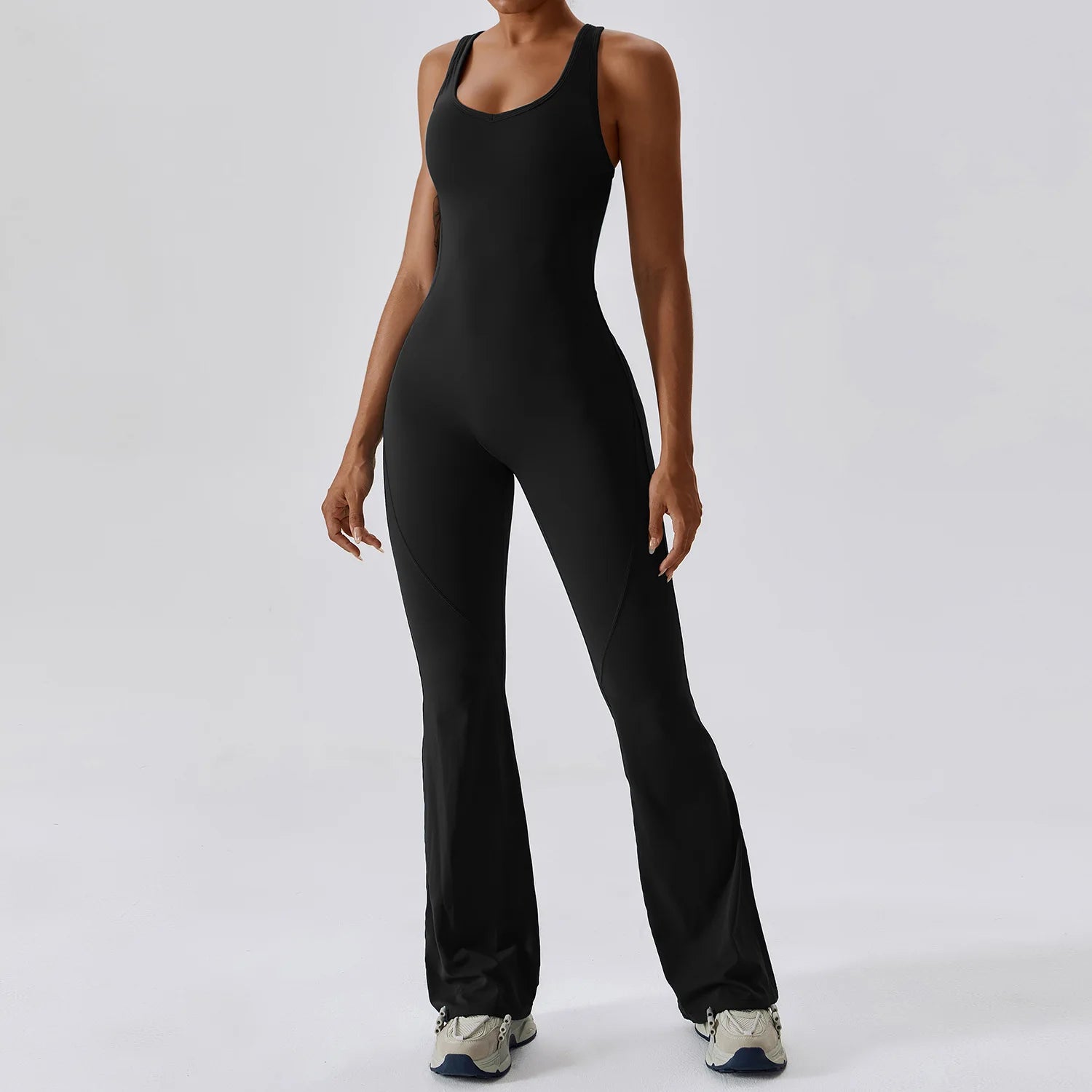 Women's Solid Yoga Jumpsuit | One-Piece Buttock-Lifting Fitness Bodysuit Workout Activewear